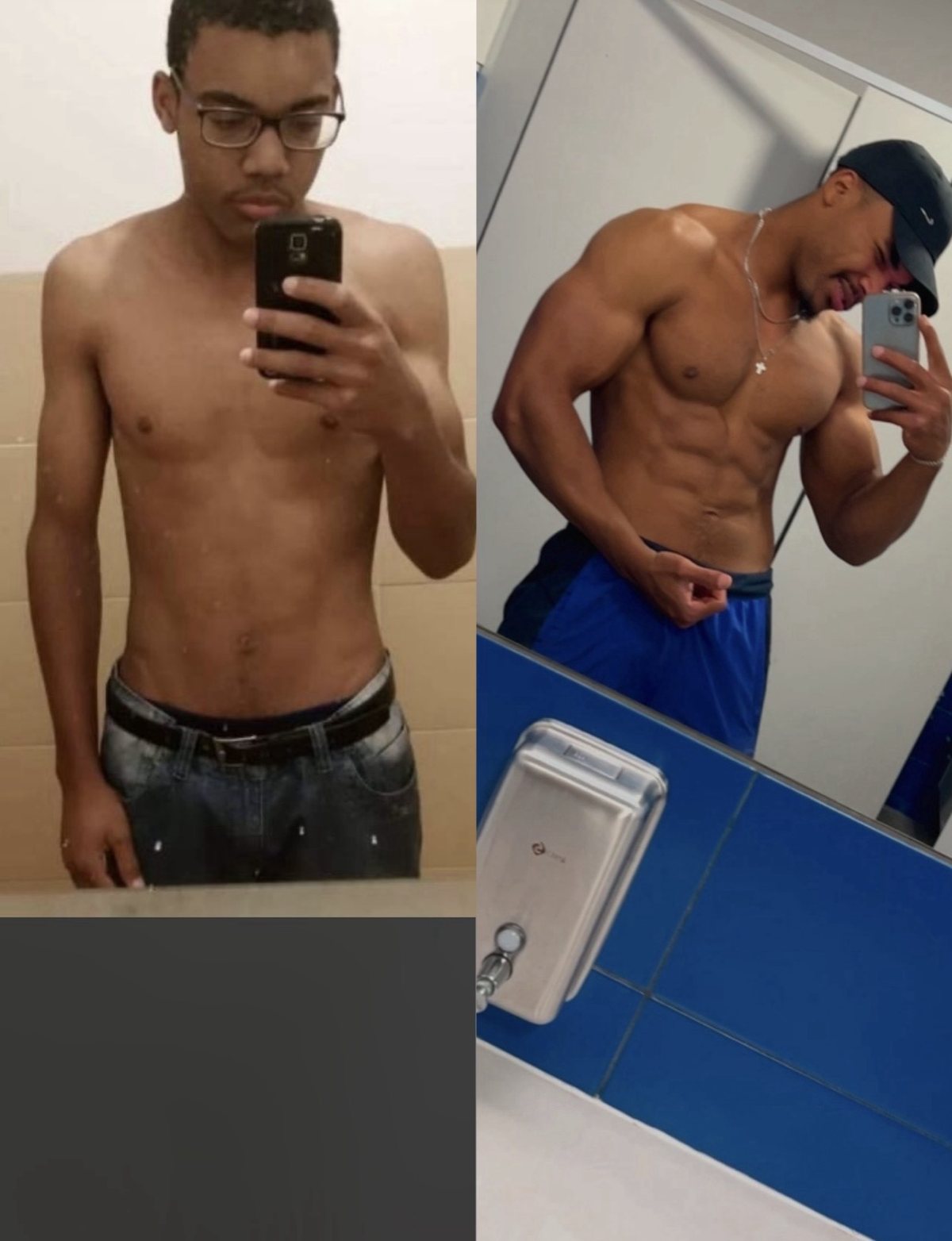 Transformação física pessoal de Websther Silva, antes e depois